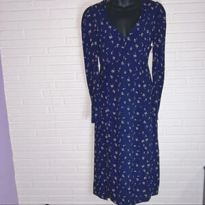 Madison & Berkeley Navy Blue Floral Spring Midi Dress, Women’s Size Small